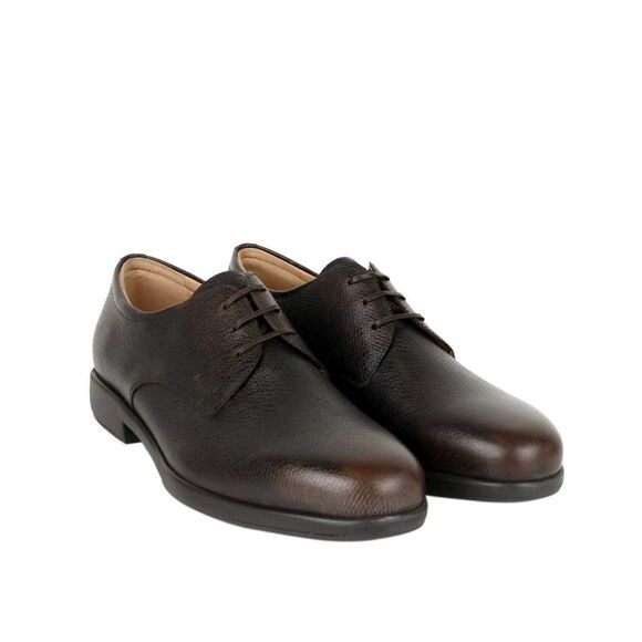 Salvatore Ferragamo Men's Fulvio Dark Brown Pebble Leather Oxford Shoes (9.5 EE)